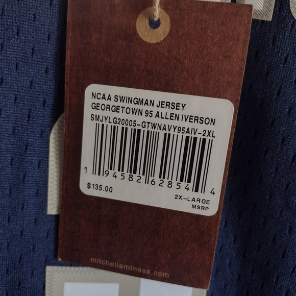 NWT ALLEN IVERSON GEORGETOWN HOYAS 95'-96' MITCHELL & NESS NAVY JERSEY SIZE XXL - Picture 12 of 16